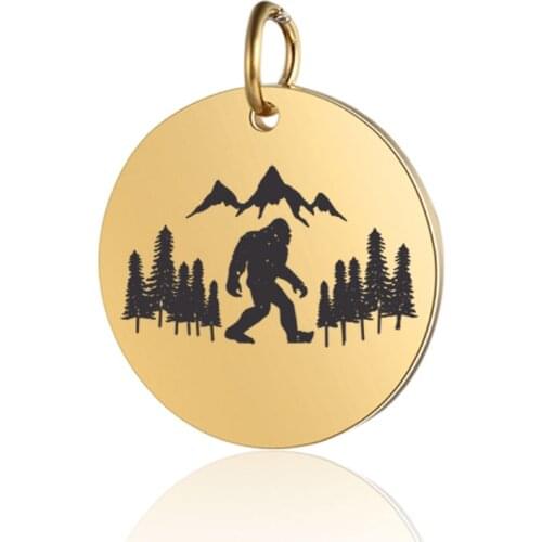 25mm 20pcs Bigfoot Running In The Mountain Sasquatch Stainless Steel Charm DIY MOUNTAIN CAMPING Pendant Charm For Jewelry Making