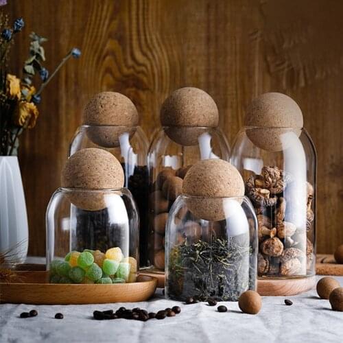 Transparent Ball Cork Lead-free Glass Jar With Lid Bottle Atorage Tank Sealed Tea Can Cereals Coffee Creative Kitchen Storage