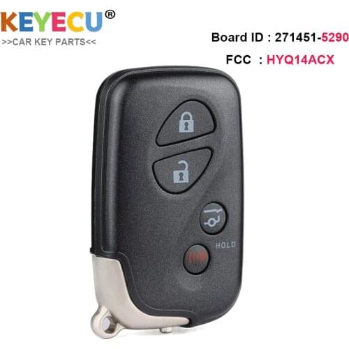 KEYECU Smart Virgin Keyless Remote Key Fob 271451-5290 for Lexus RX350 GX460 2010 2011 12 13 2014 - 2019, Fob 4 Button, HYQ14ACX