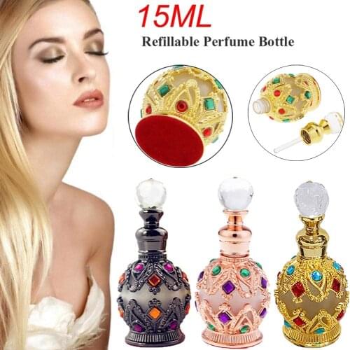 Vintage Metal Perfume Bottle Arabian Style Essential Oil Bottles Empty Refillable Bottles Container Wedding Decoration Gifts