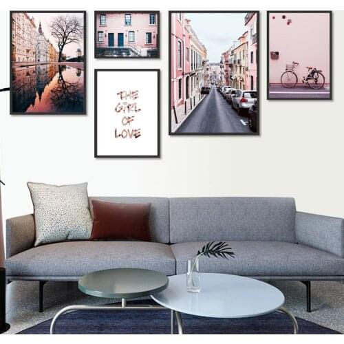 Nordic Modern Art Wall Stickers Poster Canvas Painting Simple Urban Architecture Street Prints Home Decoration Bedroom Murals