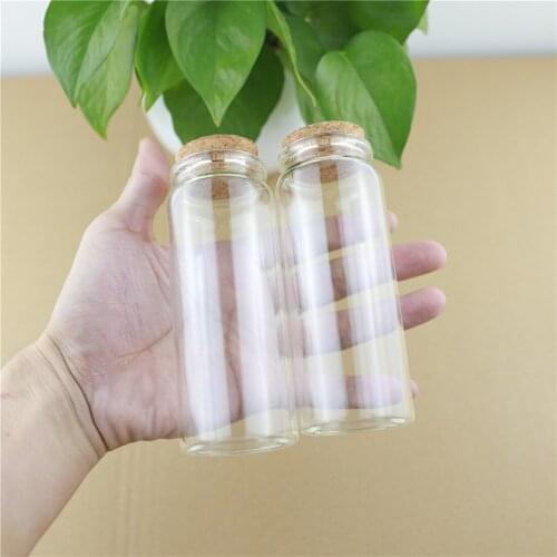 6 pcs/lot 47*150mm 200ml Glass Bottle Stopper Glass Jars Cork Bottle Containers spice storage Vials DIY Craft Test Tube Vial
