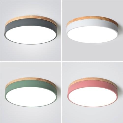 LED Round Ceiling Lights Nordic Style Ceiling Mounted Lamp For Bedroom Dining Living Room Wooden Kitchen Lighting Fixture