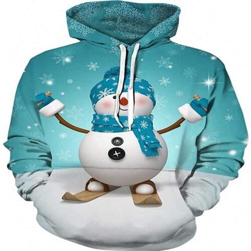 New 3D Printed Christmas Snowman Hoodies Men/Women Happy New Year Hoodie Mens Sweatshirts Fashion Christmas Gift Clothes Hooded