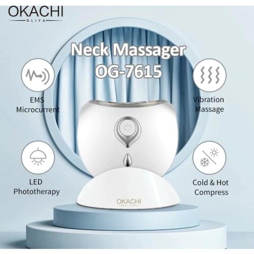 Facial Massager Neck Massager OKACHI Skin Care Beauty Device Skin Tightening Anti Wrinkle Massage EMS LED Hot Cold Compress