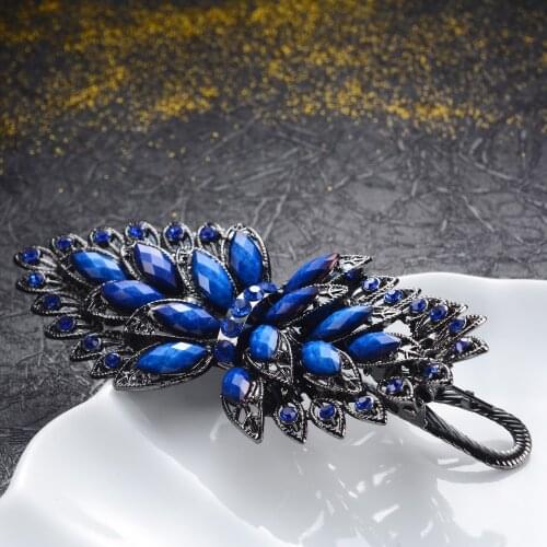 Top Rhinestone Crystal Resin Colorful Flowers Barrettes Wedding Hair Accessories Bigger Vintage Hair Clip Metal Hair Jewelry NEW
