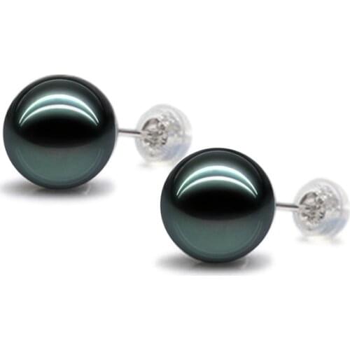S925 Sterling silver Earrings 6-12mm white Gray black Golden pearl natural shell pearl Stud Earrings For women Free shipping
