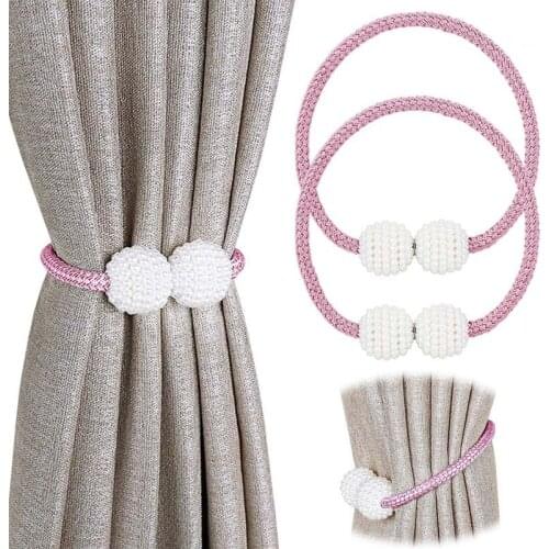 1Pcs Pearlescent Magnetic Curtain Tiebacks Home Decorative Rope Holdback Holder Curtain Clip Hanging Ball Buckle Rope Straps