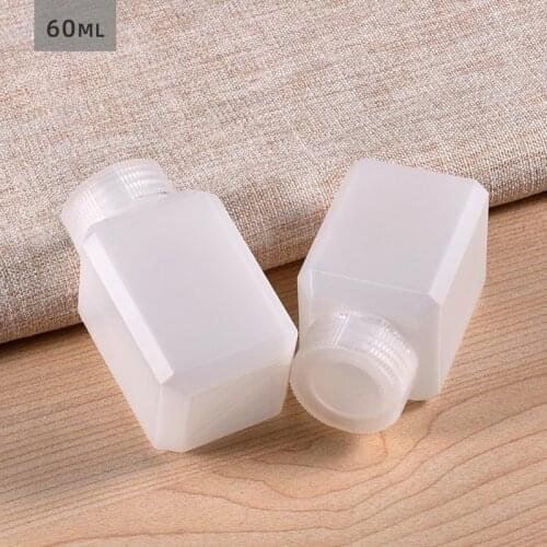 HDPE Material 60ml Portable Small Plastic Square Bottle Travel Sub Bottle Empty Cosmetic Plastic Bottle 10PCS/lot