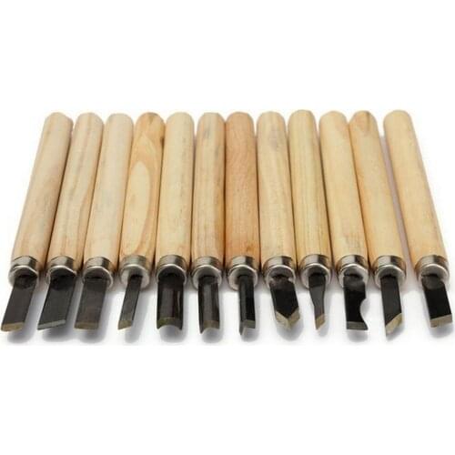 12pcs Professional Wood Carving Chisel Knife Hand Tool Set for Basic Detailed Carving Woodworkers Gouges DIY Woodworking Bit