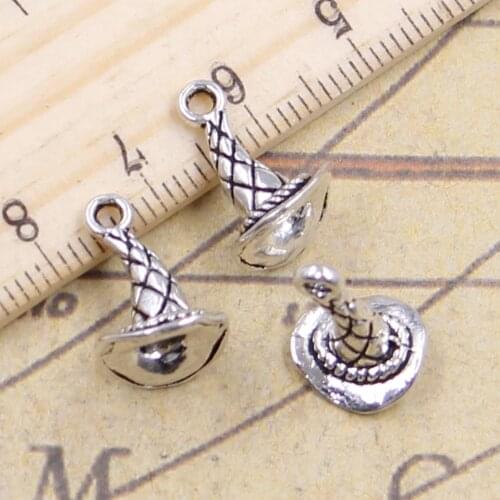 20pcs Charms Magician Magic Hat 15x11x20mm Antique Silver Color Pendants Making DIY Handmade Jewelry Factory Wholesale