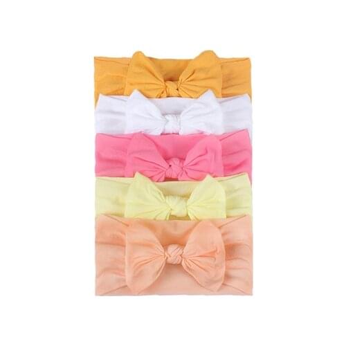 5PC Baby Solid Headband Girls Baby Toddler Turban Solid Headband Hairband Bow 4PCS Accessories Headwear
