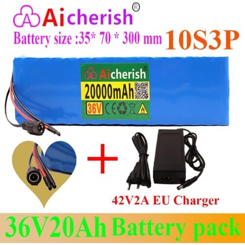 Bateria 36v 10S3P 20ah 36V 42V Battery Pack for Electric Car Bicycle Motor Scooter with 20A BMS 500W 18650 Ebike Battery 36v CE