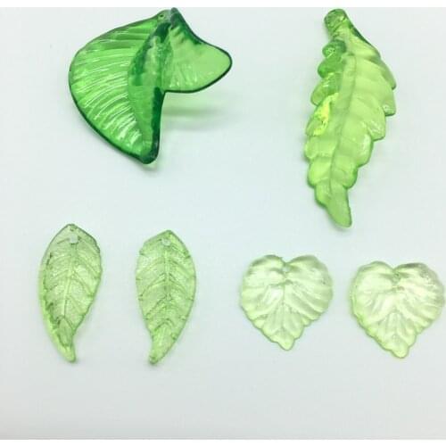Acrylic Transparent Green Leaves Beads For Jewelry DIY Making Crafts Home Decoration Accessories 4 Shapes for Choosing Meideheng