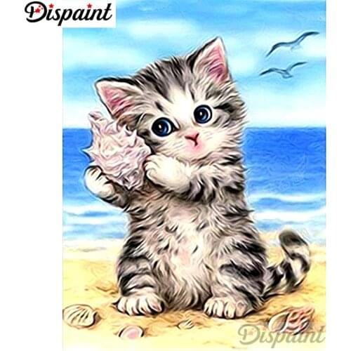 Dispaint Full Square/Round Drill 5D DIY Diamond Painting "Cartoon cat" Embroidery Cross Stitch 3D Home Decor A10698