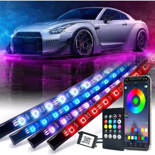 Car LED Underglow Light Kits RGB Auto Lights Strip with Wireless APP / Remote Control Sync to Music Neon Accent Under Glow Kit
