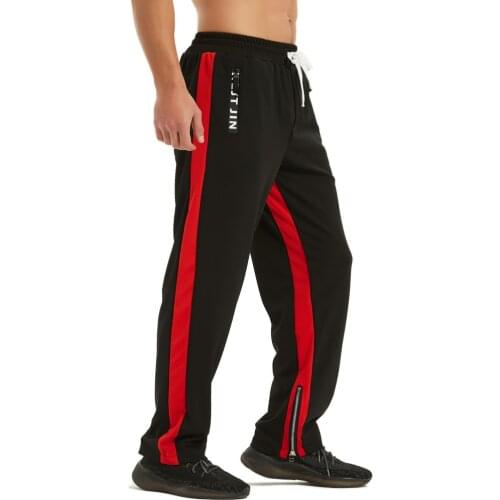 New Western Street Stylish Casual Color Patchwork Mens Track Pants Stretch Sweatpants Active Athletic Trousers Zipper Pockets