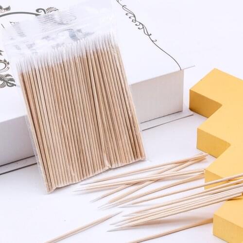 Wholesale Wood Cotton Swab Manicure Clean Sticks Buds Tip Wood Cotton Head Swab Manicure Detail Corrector Nail Polish Remover
