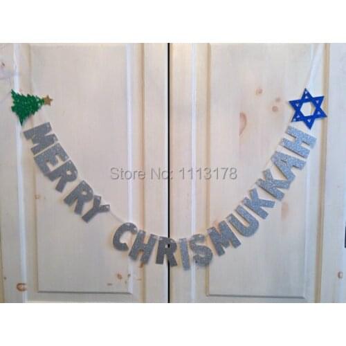 Cheap Merry Chrismukkah Banner -- Christmas Hanukkah Photo Prop / Decoration Christmas garland