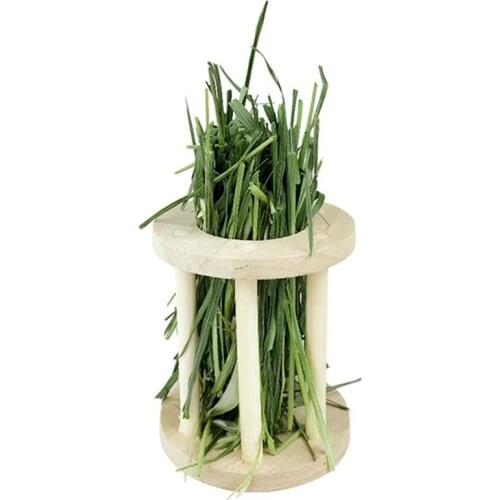 Dorakitten 1pc Rabbit Hay Feeder Wooden Rolling Rabbit Hay Rack Bunny Hay Manger For Hamster Pet Supplies Pet Accessories