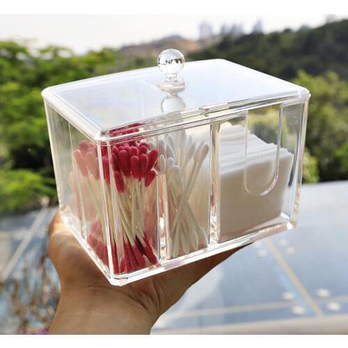 Cotton Swab Box Cotton Storage Box with Lid Dustproof Household Portable Transparent Acrylic Multifunctional Cotton Box