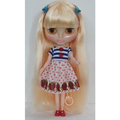Blygirl Golden straight hair nude doll Blyth doll transparent skin ordinary body seven joints change their own makeup