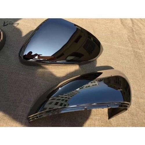 Landsounds Black Chrome Rear View Mirror Cover ABS Chrome Side Mirror Covers Housing for VW Golf 7 MK7 VII