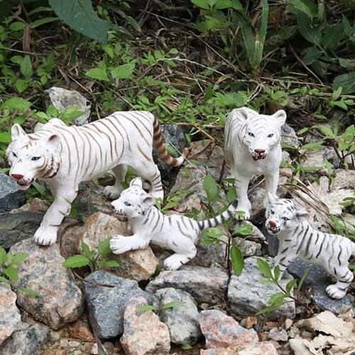 4pcs Simulation Animal Model Children Simulation Zoo Model Toy Solid Wild Animal White Tiger 4 Sets White Tiger Model Toys