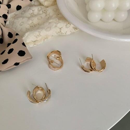 Fashion Earrings Round Ear Stud Korean Temperament Net Red Cross Jewelry 2021 New Trendy Accessories