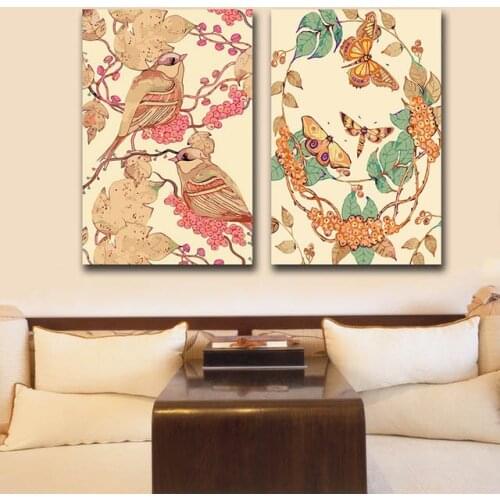 DIY colorings pictures by numbers with colors Vintage flowers and birds picture drawing painting framed Home
