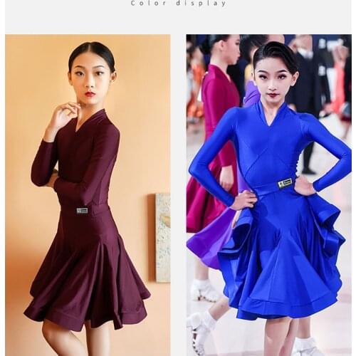 New H6148 Kids Professional Competition Latin Dance Dress Girl Dancing Tops, Skirts Set Ballroom Rumba Samba Latin Dance Costume