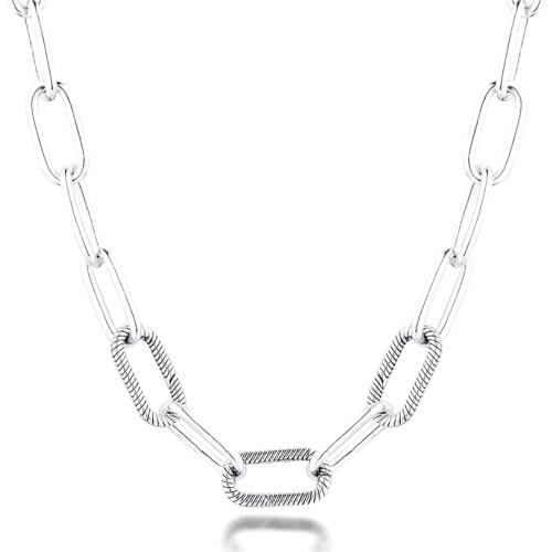 Me Link Chain Necklace 925 Sterling Silver Pendant Necklaces for Women Jewelry Gift pendentif argent 45CM