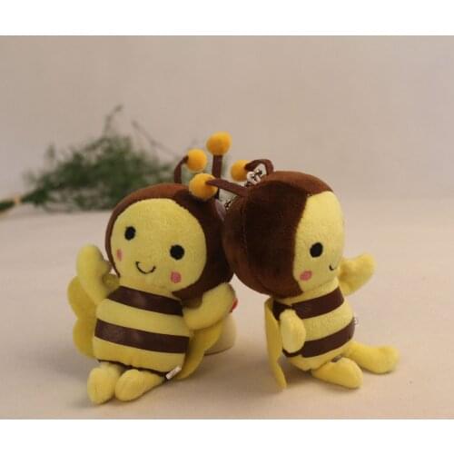 New lovely 12cm plush yellow Bee With suction cup soft Keychain Pendant Bag decoration christmas festival gift for kid friend