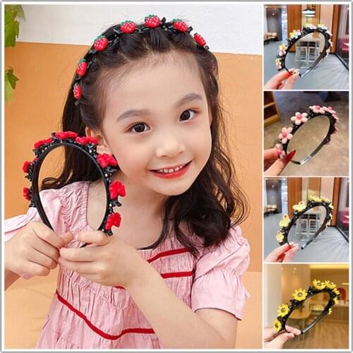 Cute Flower Hair Band for Girls Child Hair Clip Handmade Strawberry Hairbands Birthday Gifts Headwear Headband Hair Accessories