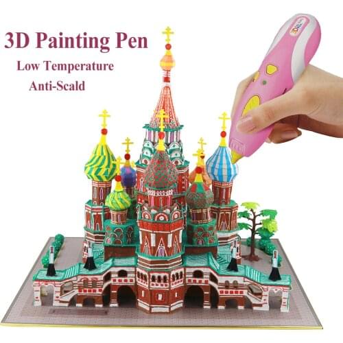Anti-Scald 3D Printing Pen Kids 3D Drawing Painting Pen PCL Filament Educational Toys For Girls Boys Children Gift D0757B