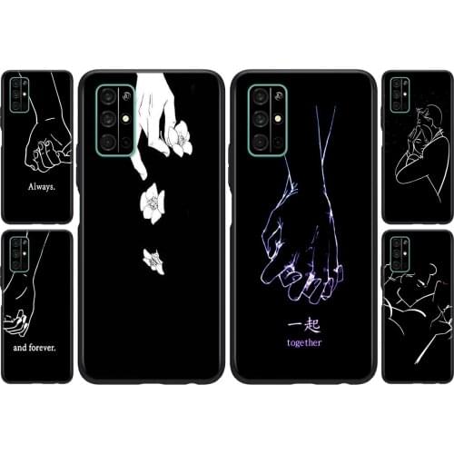 Silicone Cover Minimalist Line Couple Hand For Huawei Honor 30i 10X 30S 9A 9S 9X 30 9C 20 20S V20 10i 10 7C Pro Lite Phone Case