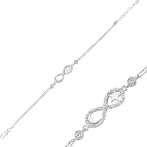 Tevuli 925 Sterling Silver Moon Star Infinity Ladies Bracelet