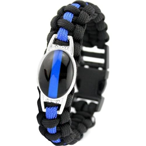 Thin Blue Line My Hero Deputy Lives Matter Mom Sister Wife Aunt Grandma Dad Son Daughter Paracord Charm Bracelets Men Women Gift