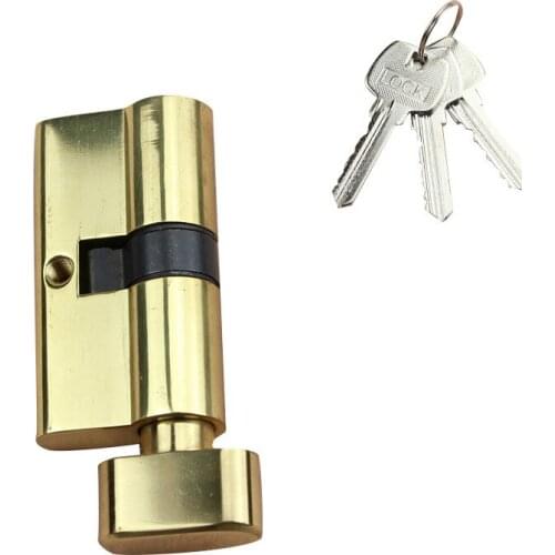 Entrance Brass Europe Thumbturn Gold plated lock cylinder Pure Gate Door Lock Bedroom Handle