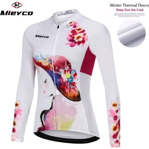 Thermal Fleece Cycling jersey Women Warm Long Sleeve mtb Shirt Road Mountain Bike Jersey Motocross Cycling Clothing Ladies