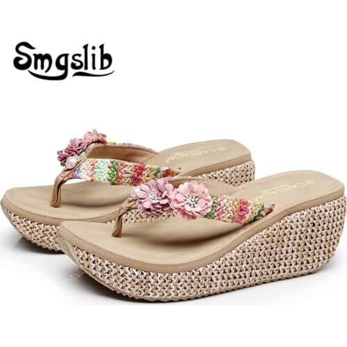 Woman Slippers Lady Home Slippers Fashion Casual Beach Flip Flops Sandals Women Sandals 2019 Summer Sexy High Heel Slippers