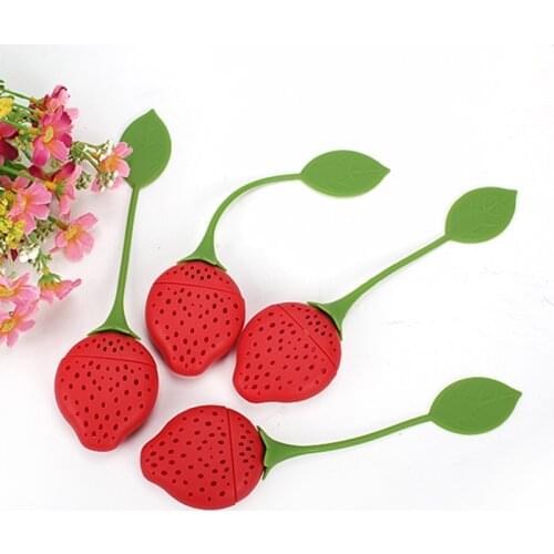 1PC Innovative Strawberry Silicone Loose Tea Infuser Plunger Healthy Intense Flavor Reusable Coffee Tea Bag Strainer Teapot