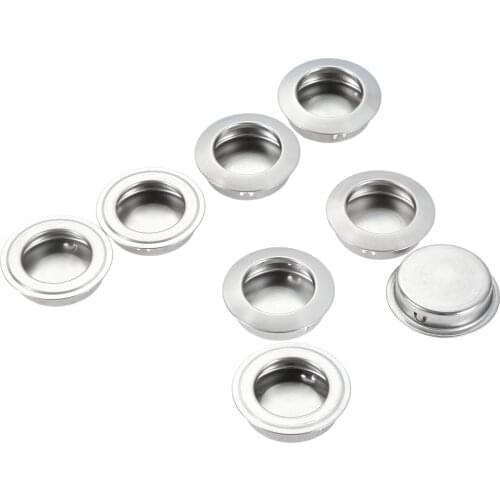 10Pcs Stainless Steel Flat/Sloped Door Handles Round Recessed Flush Pulls Finger Insert Sliding Door Drawer Cabinet Pulls Handle