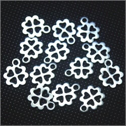 100pcs stainless steel pendants four leaf clovers SS jewelry findings for women bracelets making