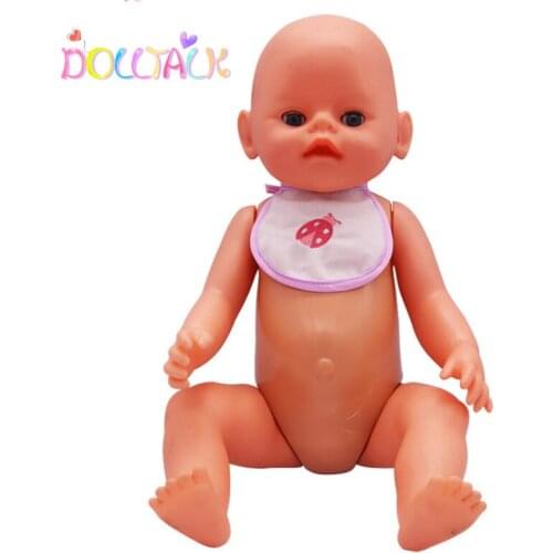 Doll Accessories 18 inch Pink Bib Beetle Doll Clothes Fit New Baby Reborn Dolls At Dinner Cotton Doll Suit Clothes