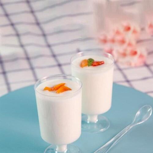 25pcs Disposable Wine Glass Dessert Cups Ice Cream Cup Portable Jelly Pudding Mousse Cup for Home Shop with Spoon (Random Style)