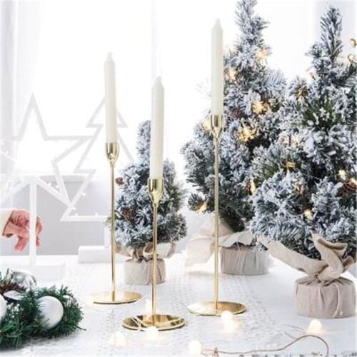3 Pcs/ Set European Metal Candle Holder Simple Golden Wedding Decoration Bar Party Living Room Decoration Christmas Decoration