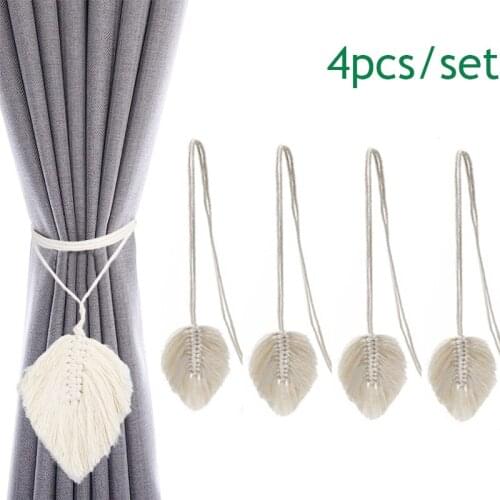 4pcs/set Hand-woven Curtain Tiebacks Rustic Leaf Curtain Lanyard Curtain Buckle Curtain Fasteners Curtain Clasps