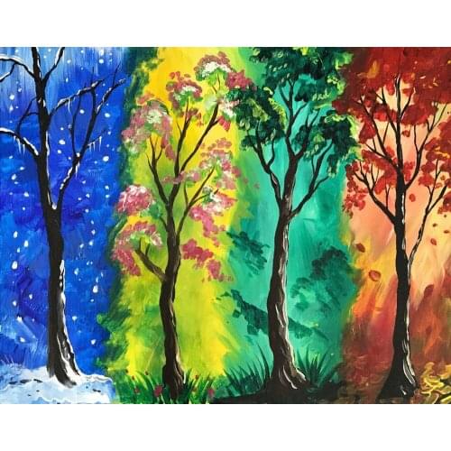 5D DIY Diamond Painting Color Tree Landscape Cross Stitch Diamond Embroidery Round Mosaic Art Picture Rhinestone Decoration