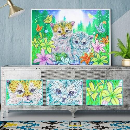 5D DIY diamond painting animal flower kitten diamond embroidery cross stitch special-shaped diamond handmade home decoration